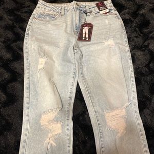 brand new mom jeans rolled ankle